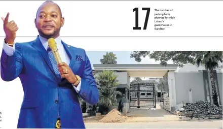  ?? Pictures: Alaister Russell and Facebook ?? Far left, Pastor Alph Lukau; left, the entrance to his house in Huntingdon Road, Sandton; below, building material on the property where he plans to build a guesthouse.