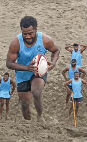  ?? Photo: Waisea Nasokia ?? Vodafone Flying Fijians squad member Setareki Tuicuvu at the sand dunes in Sigatoka earlier in the week.