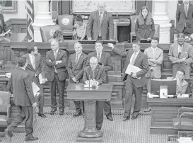  ?? Ricardo B. Brazziell / Austin American-Statesman via AP ?? House representa­tive of District 82 Tom Craddick speaks on his House Bill 62 on the House floor on Wednesday, March 15, 2017, in Austin, Texas. (Ricardo B.