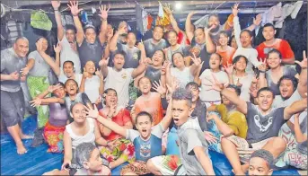  ?? Picture: JONACANI LALAKOBAU ?? Members of the RAKO Pasefika and youths of Rotuma in a joyful mood during their new year celebratio­ns at Kinoya, Nasinu on Thursday.