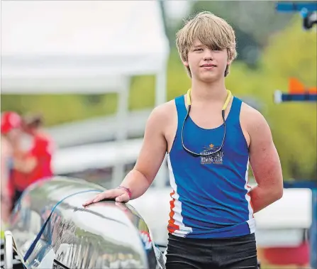  ?? BOB TYMCZYSZYN TORSTAR ?? Malcolm Saylor, 12, of Niagara Falls is the youngest competitor at the 137th Royal Canadian Henley Regatta taking place this week in St. Catharines.