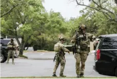  ?? VIA AP
BRONTË WITTPENN/AUSTIN AMERICAN-STATESMAN ?? Austin police, SWAT and medical personnel respond to an active shooter situation located Great Hills Trail in Northwest Austin, Texas, on Sunday. Emergency responders say several people have been fatally shot in Austin and that no suspect is in custody.