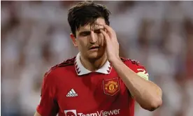  ?? ?? A dejected Harry Maguire reacts after his mistake against Sevilla. Photograph: Marcelo del Pozo/Reuters