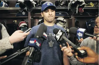  ?? COLE BURSTON/THE CANADIAN PRESS ?? Toronto Maple Leafs centre Nazem Kadri says the signing of John Tavares, his former junior hockey teammate, shows how the perception of the franchise has changed among players.