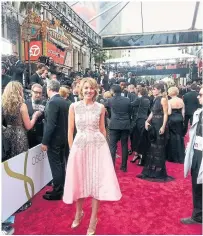  ??  ?? Cosgrave, on the red carpet at the Oscars, researched the award show for a book, which sparked her new podcast.