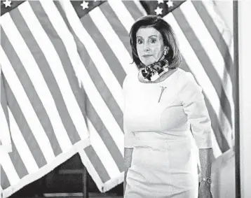  ?? GRAEME JENNINGS/WASHINGTON EXAMINER ?? House Speaker Nancy Pelosi unveiled a more than $3 trillion coronaviru­s aid package Tuesday in Washington.