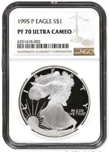  ?? PHOTO COURTESY RCTV ?? Proof-70 (perfect), Ultra Cameo, American Eagle Silver 1 oz Dollar.