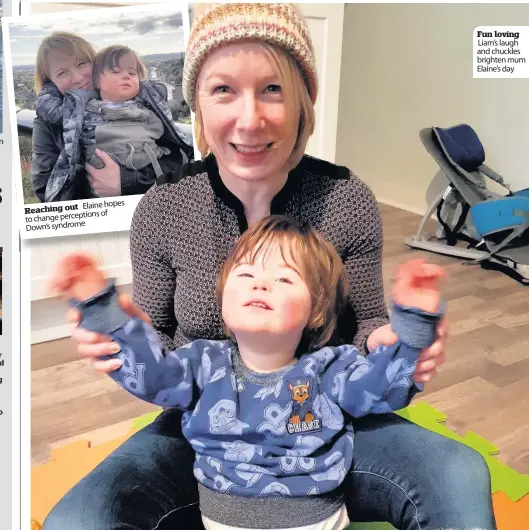  ??  ?? In better lighting said Councillor Thomson Jim Thomson Elaine hopes Reaching out of to change perception­s Down’s syndrome Fun loving Liam’s laugh and chuckles brighten mum Elaine’s day