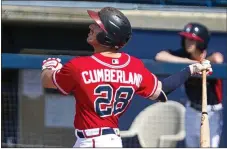  ?? File, Steven Eckhoff / Rome News-Tribune ?? Brett Cumberland led the Rome Braves with 48 RBIs in the first half of the season while hitting .263 with 10 home runs.