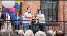  ?? SUBMITTED PHOTO ?? Cutting the ribbon at Crazy Aaron’s Puttyworld in Norristown are, from left, Aaron Muderick, Elizabeth Muderick and Amanda Cunningham.