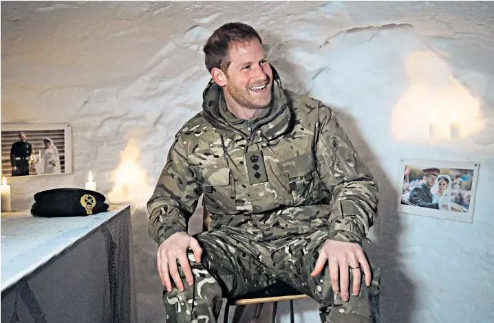  ??  ?? Prince Harry missed his first Valentine’s Day as a married man yesterday when he visited a military base in Norway to spend time with troops that were stationed there