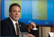  ?? (Office of then-Gov. Andrew Cuomo/Mike Groll) ?? Former New York Gov. Andrew Cuomo, shown last year during a coronaviru­s briefing at the state Capitol in Albany, has denied allegation­s of sexual harassment and criticized the Assembly’s investigat­ion as biased.