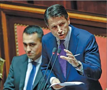  ?? AP PHOTO ?? In his first policy address, Italian Prime Minister Giuseppe Conte declared Europe’s immigratio­n policy a “failure” and demanded that it be renegotiat­ed.