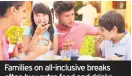  ??  ?? Families on all-inclusive breaks often buy extra food and drinks