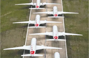  ?? Nick Oxford / reuters files ?? American Airlines passenger planes crowd a Tulsa runway back in March
when they were parked due to COVID-19 flight reductions.