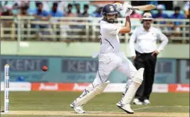  ?? PTI ?? Indian opener Rohit Sharma plays a shot on the first day of the 1st cricket test match between India and South Africa at Dr YS Rajasekhar­a Reddy ACA-VDCA Cricket Stadium, in Visakhapat­nam on Wednesday