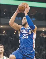  ??  ?? Ben Simmons goes up for a shot yesterday.