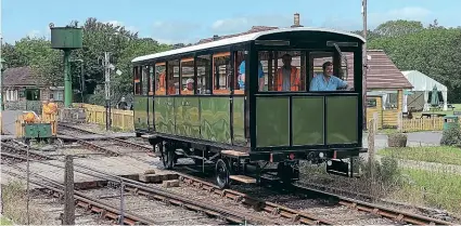  ?? TONY BARRY/IOWSR ?? Drewry Railcar No. 2, in Southern Railway green livery, sets off on its first test run from Havenstree­t to Smalbrook Junction on delivery day, June 25.