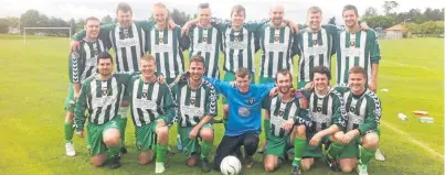  ??  ?? Top: Colin Mercer, Dave Alexander and Christophe­r Donnelly will lace up their boots once again as “The Unwinnable­s”, above, return to action in a charity game this weekend.