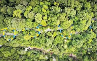  ??  ?? This aerial handout picture shows the world’s longest water slide at Escape theme park in Teluk Bahang, Malaysia.— AFP photos