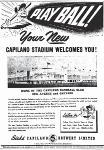  ??  ?? A June 14, 1951 ad promotes the opening of Capilano Stadium.