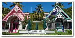  ??  ?? Charming: Two beautifull­y painted shops on Mustique