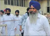  ??  ?? SAD’s Naib Singh Kohar walking out of the counting centre before the results were declared in Shahkot on Thursday. PARDEEP PANDIT/HT