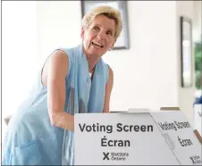  ?? CP PHOTO ?? Ontario Liberal Leader Kathleen Wynne votes in Toronto on Thursday.