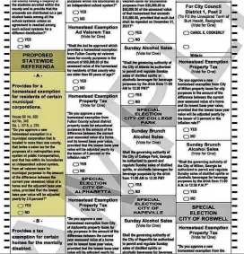  ??  ?? This sample ballot shows statewide referenda, tax exemptions for some municipali­ties.