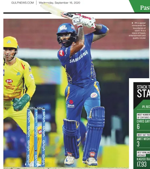  ??  ?? ● IPL’s appeal transcends the boundaries of sport. It is a blend of heady entertainm­ent and quality cricket