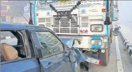  ?? HT ?? Three persons were killed in the collision between a car and a truck in Tarn Taran on Monday.