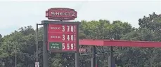  ?? BROOKE LAVALLEY/ COLUMBUS DISPATCH ?? Unleaded 87 gas was $3.70 a gallon at the Sheetz store on Route 23 near Circlevill­e on Monday.