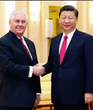  ??  ?? Leaders in the frame: from left, US Secretary of State Rex Tillerson and President Xi in Beijing on March 19; Helen Clark with her counterpar­t, Wen Jiabao, in Beijing in 2008; John Key and Xi in Wellington in 2014. Inset, New Zealandbou­nd Premier Li...