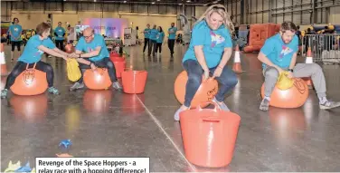  ??  ?? Revenge of the Space Hoppers - a relay race with a hopping difference!