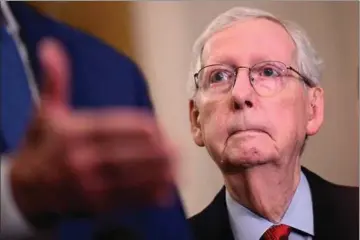  ?? ?? Den Republkika­nske mindretals­leder i Senatet Mitch McConnell traeder tilbage. Foto: Brenda Smialowski.