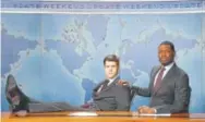 ?? Mary Ellen Matthews, NBC ?? Colin Jost and Michael Che on the set of “Weekend Update.”