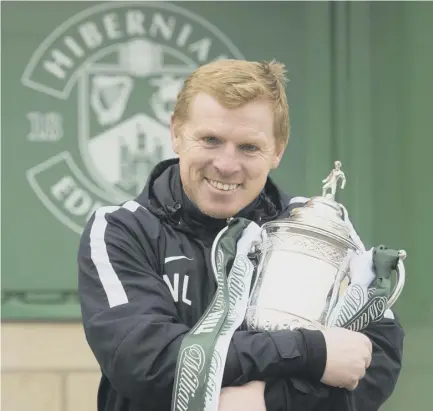  ??  ?? 2 Neil Lennon is keeping a firm grip on the Scottish Cup and the Hibs head coach is determined that it will not be loosened during tomorrow’s potential giantkilli­ng clash with Junior club Bonnyrigg Rose at Tynecastle.