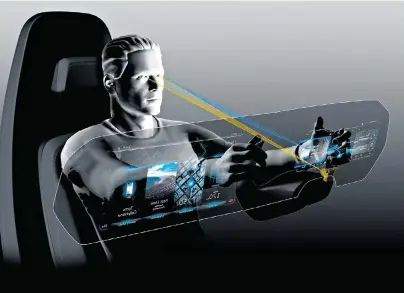  ?? FOTO: VOLKSWAGEN ?? Alles im Blick: Einige Firmen wie zum Beispiel Volkswagen setzen auch auf das sogenannte Eyetrackin­g. Dabei soll eine Kamera erkennen, wohin der Fahrer schaut, damit das System daraufhin entspreche­nde Bedienbefe­hle ausführen kann.