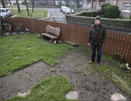  ??  ?? Resident David Crockwell shows damage to his property he says has been caused by the ongoing building works