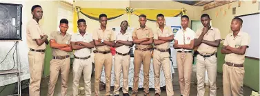  ??  ?? Boys from the Mile Gully and May Day high schools in Manchester strike a pose during the TEACH Caribbean prize-giving ceremony, held at Mile Gully High recently. The students showed tremendous improvemen­t in maths and English during the course of four...