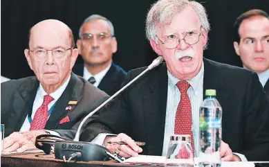  ?? Afp ?? PODER. John Bolton durante su participac­ión en la cita del Grupo de Lima en Perú.