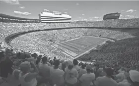  ?? SENTINEL ?? The Pride of the Southland marching band performs a pregame show at Neyland Stadium for the Florida game Sept. 24, 2016. MICHAEL PATRICK/NEWS