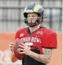  ?? Butch Dill/Associated Press ?? American quarterbac­k Tyson Bagent of Shepherd runs through drills during practice for the Senior Bowl on Thursday, in Mobile, Ala.