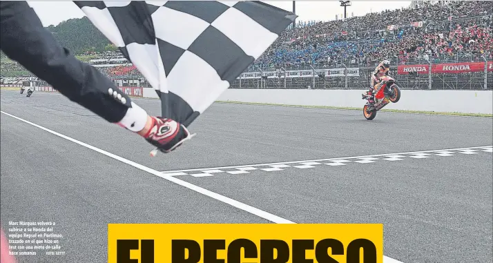  ?? FOTO: GETTY ?? Marc Márquez volverá a subirse a su Honda del equipo Repsol en Portimao, trazado en el que hizo un test con una moto de calle hace semanas