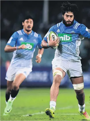  ??  ?? Akira Ioane scored a crucial second-half try for the Blues last night.