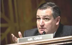  ?? — Bloomberg photo by Andrew ?? Senator Ted Cruz during a Senate Judiciary Committee hearing in Washington on May 16. Harrer