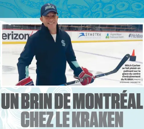  ?? PHOTO STÉPHANE CADORETTE ?? Mitch Garber se fait plaisir en
patinant sur la glace du centre d’entraîneme­nt du Kraken.