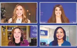  ?? YouTube ?? “THE RIGHT VIEW,” an online show, features Trump allies. Clockwise from top left: Lara Trump, Kimberly Guilfoyle, Katrina Pierson and Mercedes Schlapp.