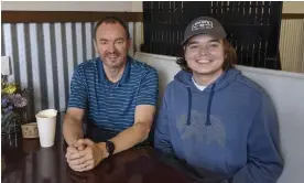  ?? Photograph: Sally Glass/AP ?? Christian Glass, right, with his father, Simon Glass in March 2021. Two police officers are being prosecuted in Glass’s death.