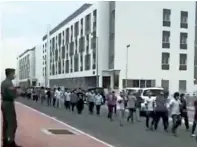  ??  ?? THANKS TO UAE: Screengrab from a video shows Covid-19 patients discharged from Al warsan facility cheering for the healthcare profession­als and the UAE leaders.